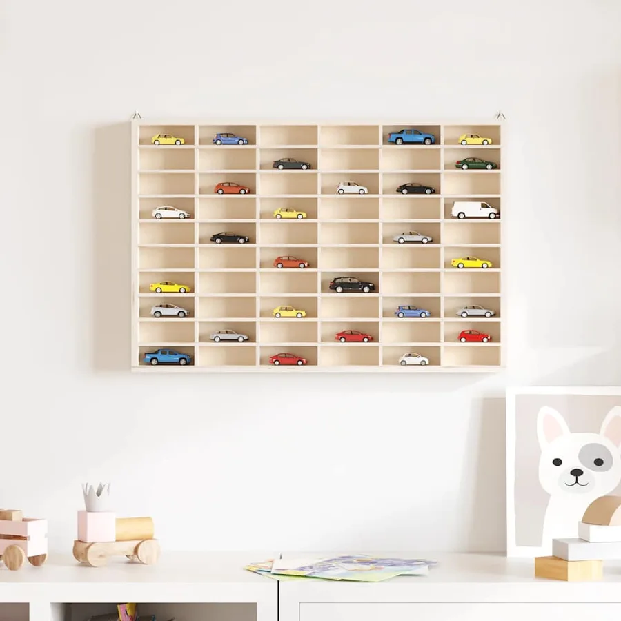 Vitrine de collection en bois avec 60 compartiments 60 x 4,5 x 40,5 cm - 3