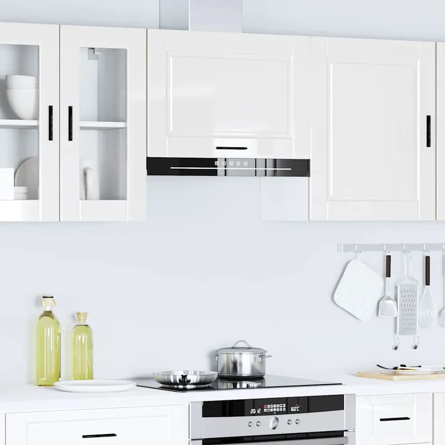 Armoire murale de cuisine Porto blanc brillant bois ingénierie - 4
