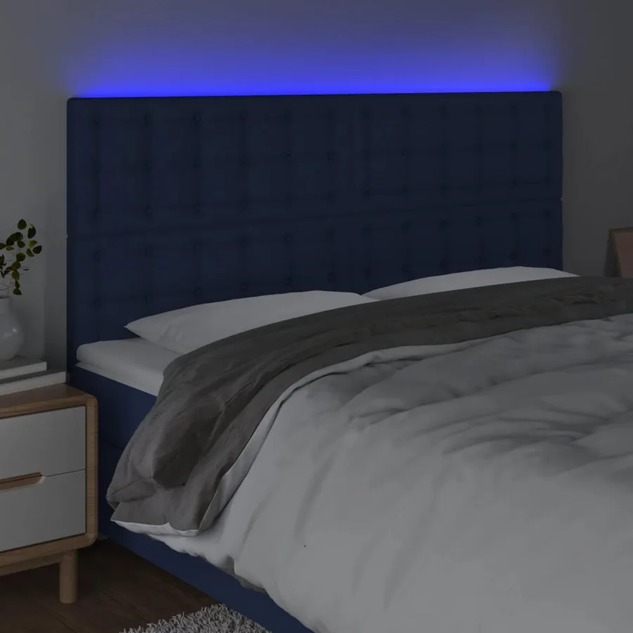 Tête de lit à LED Bleu 160x5x118/128 cm Tissu - 3