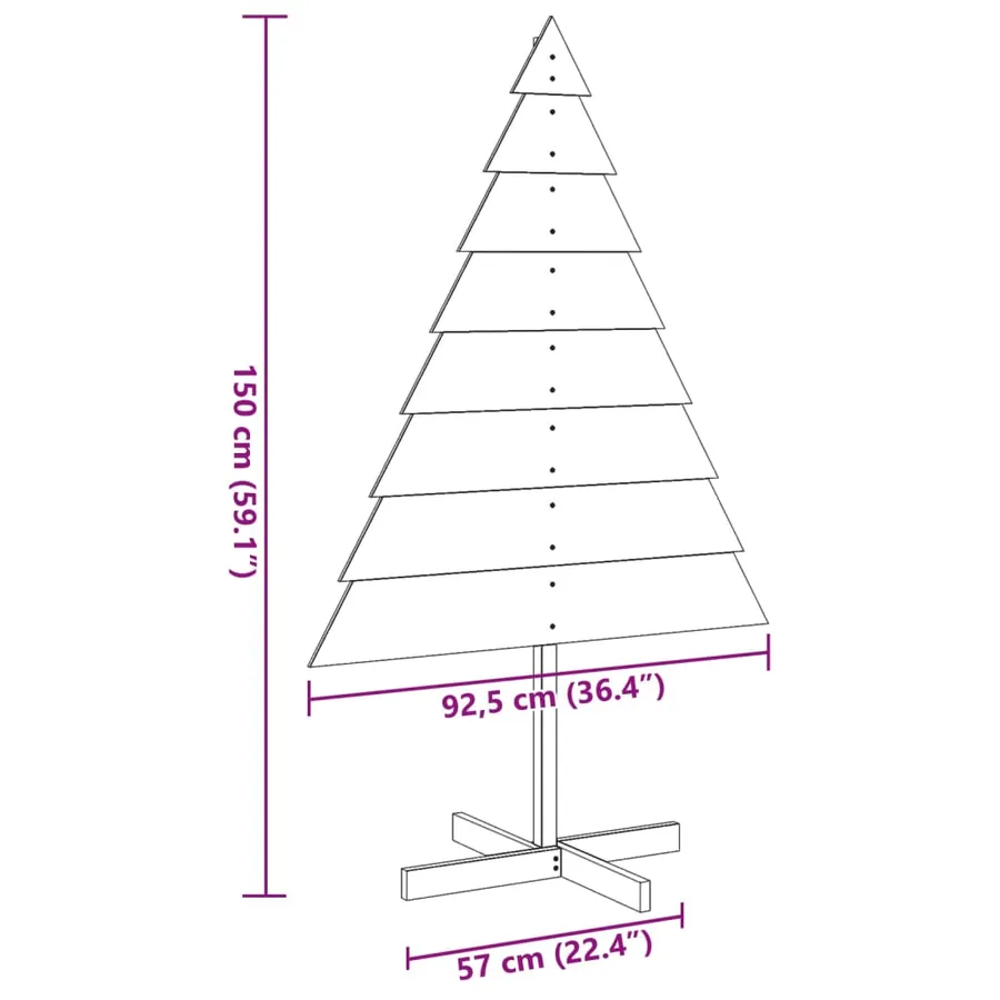 Arbre de Noël en bois pour décoration 150 cm bois massif - 8