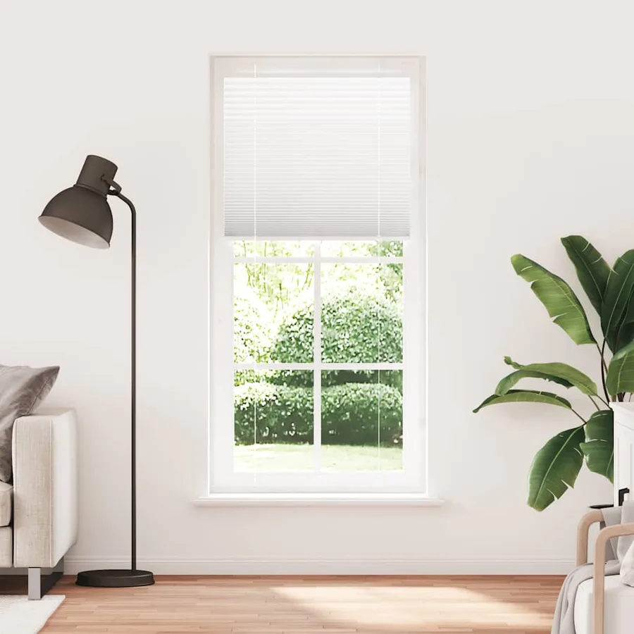 Store plissé blanc 95x200 cm largeur du tissu 94,4 cm polyester - 2