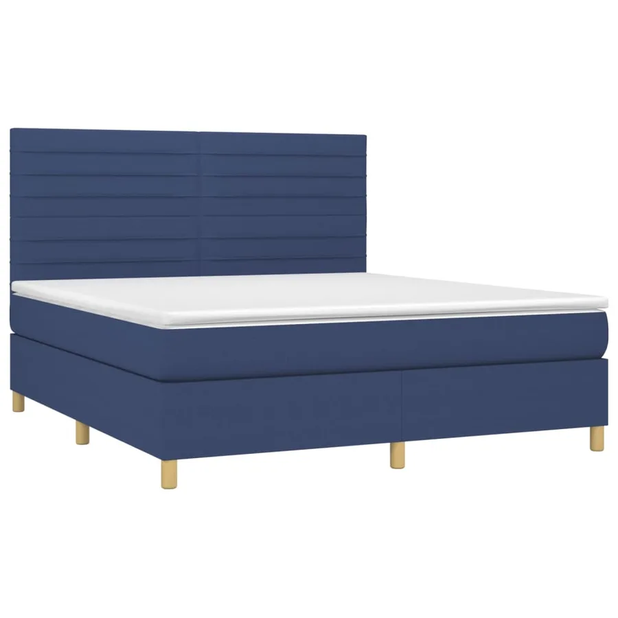 Sommier à lattes de lit et matelas et LED Bleu 160x200 cm Tissu - 3