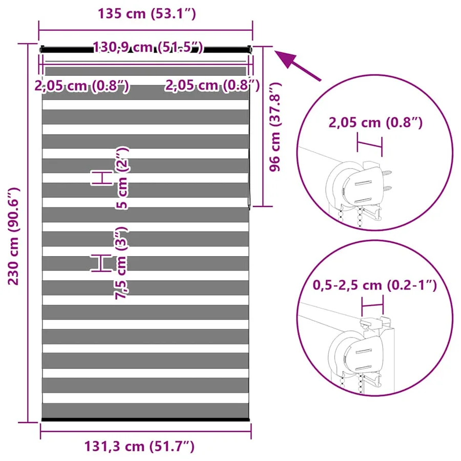 Store zèbre gris foncé largeur du tissu 130,9 cm polyester - 16