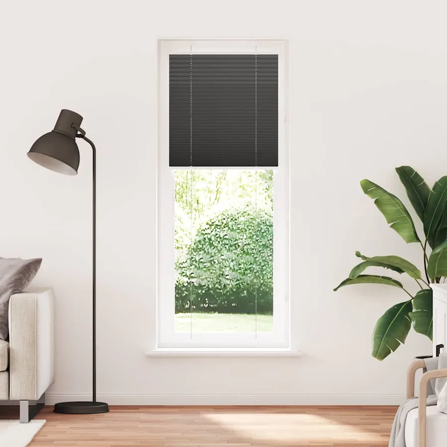 Store plissé noir 70x200 cm largeur du tissu 69,4 cm polyester - 2