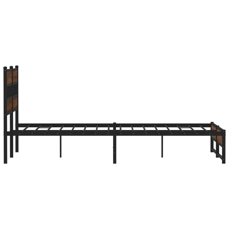 Cadre de lit en métal sans matelas chêne marron 135x190 cm - 5