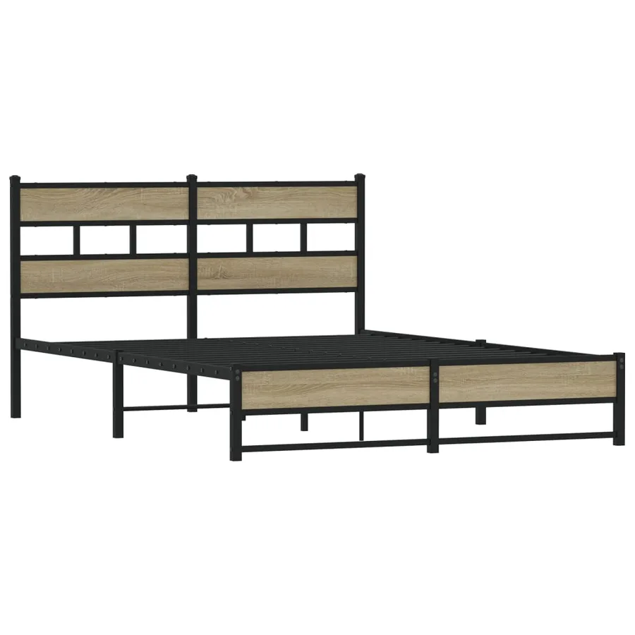 Cadre de lit en métal sans matelas chêne sonoma 150x200 cm - 3
