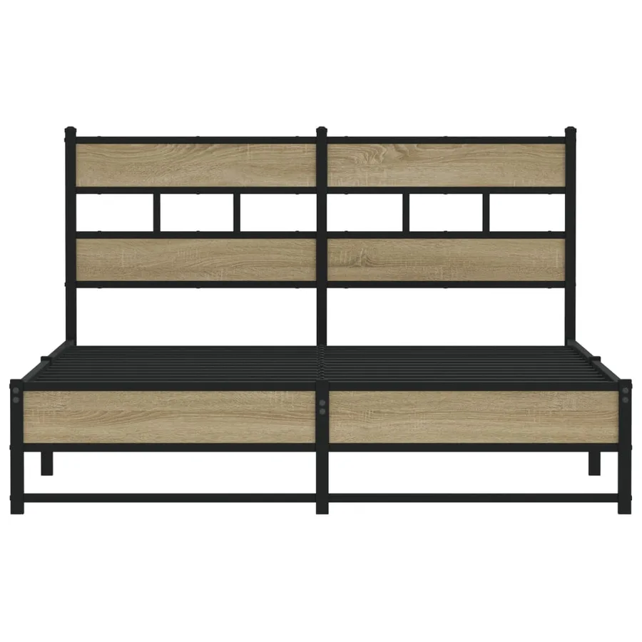 Cadre de lit en métal sans matelas chêne sonoma 150x200 cm - 4