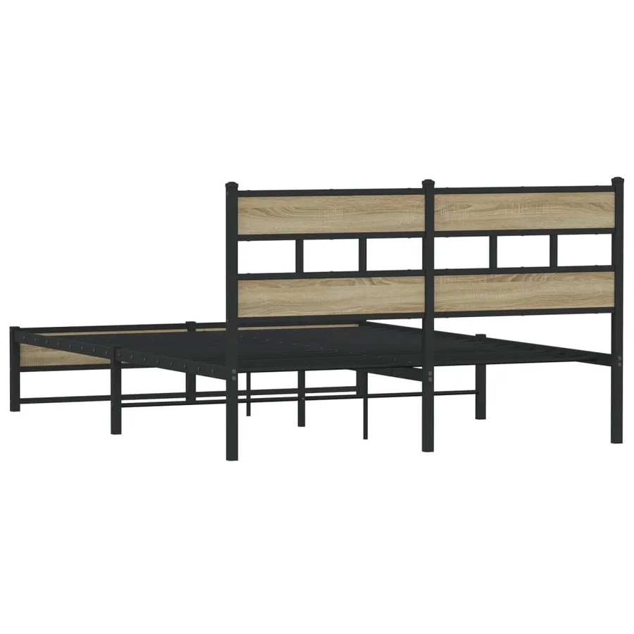 Cadre de lit en métal sans matelas chêne sonoma 150x200 cm - 6