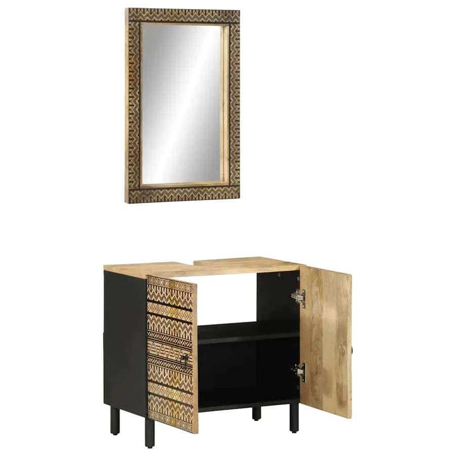 Ensemble de meubles salle de bain 2 pcs bois de manguier massif - 2
