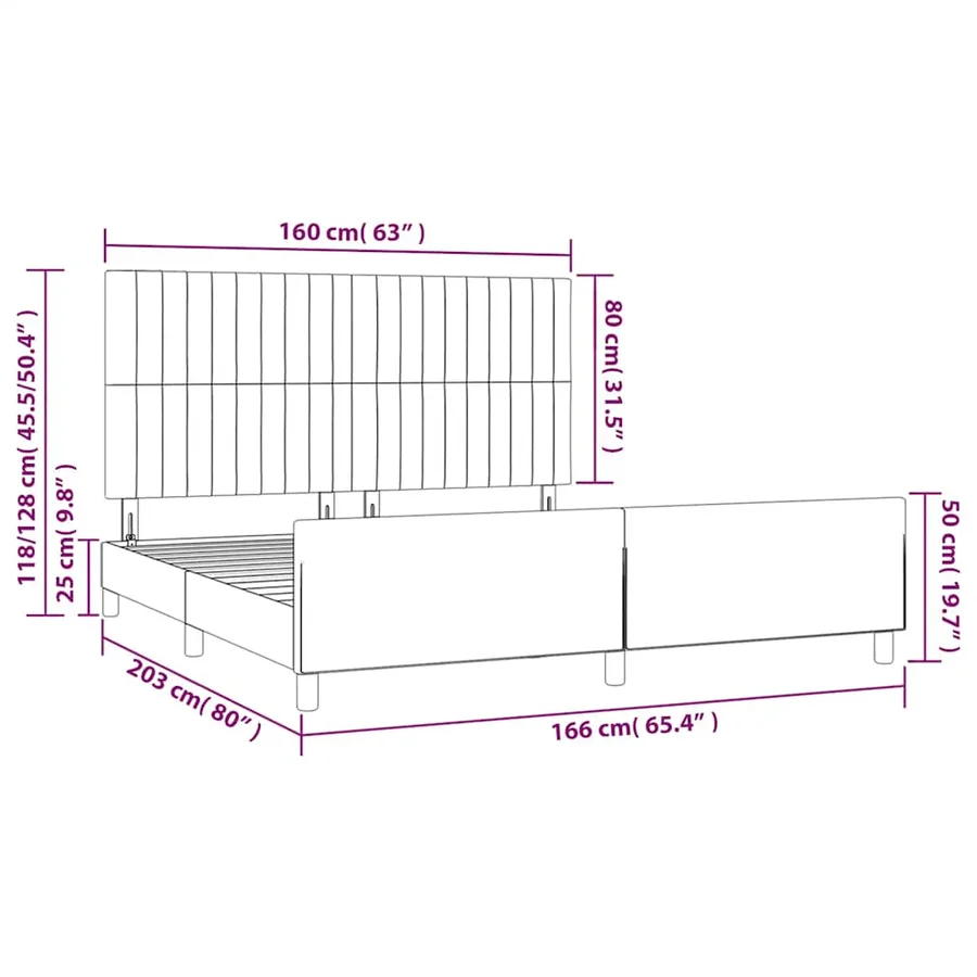 Cadre de lit sans matelas vert foncé 160x200 cm velours - 12