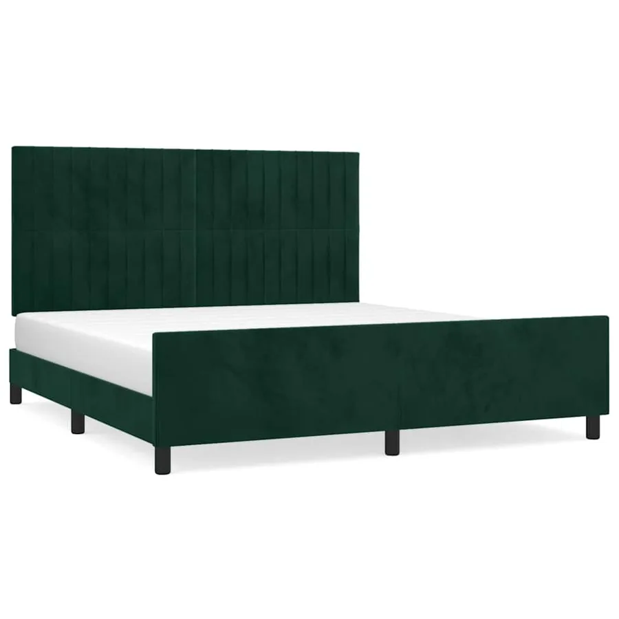 Cadre de lit sans matelas vert foncé 160x200 cm velours - 2