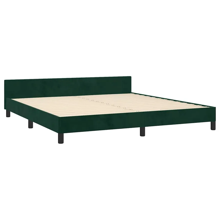 Cadre de lit sans matelas vert foncé 160x200 cm velours - 5