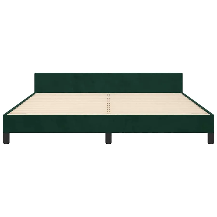 Cadre de lit sans matelas vert foncé 160x200 cm velours - 6