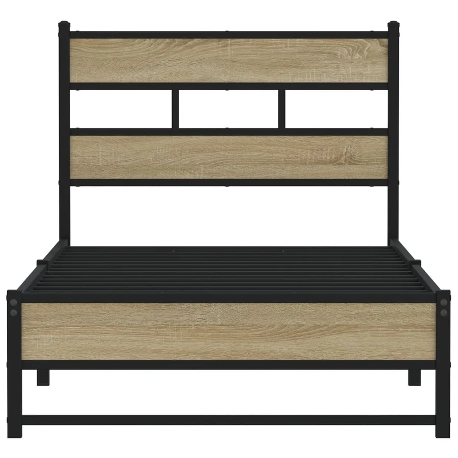 Cadre de lit en métal sans matelas chêne sonoma 75x190 cm - 4