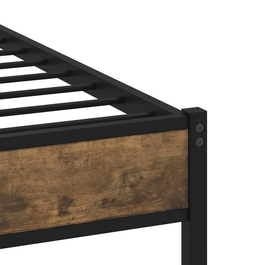 Cadre de lit en métal sans matelas chêne fumé 193x203 cm - 7