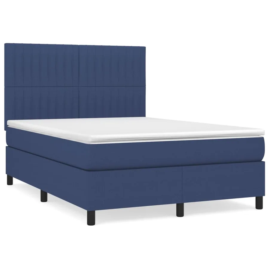 Sommier à lattes de lit avec matelas Bleu 140x200 cm Tissu - 2