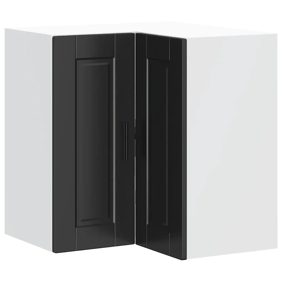 Armoire d'angle murale de cuisine Porto noir bois d'ingénierie - 2