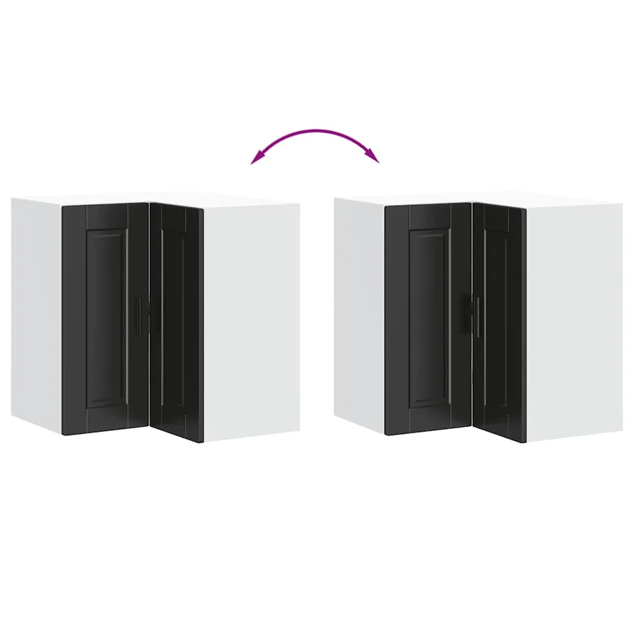 Armoire d'angle murale de cuisine Porto noir bois d'ingénierie - 8