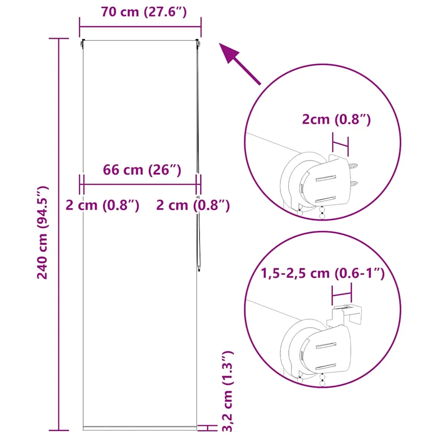 Store enrouleur de douche 70x240 cm largeur du tissu 66 cm - 15