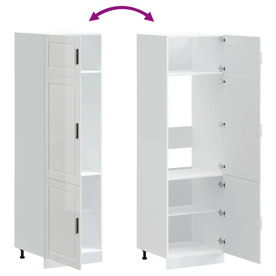 Armoire de cuisine Porto blanc brillant bois d'ingénierie - 7