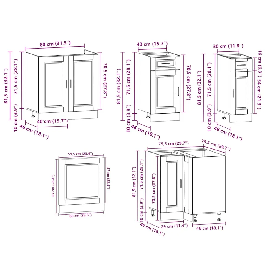 Ensemble d'armoires de cuisine 11 pcs Porto bois d'ingénierie - 10
