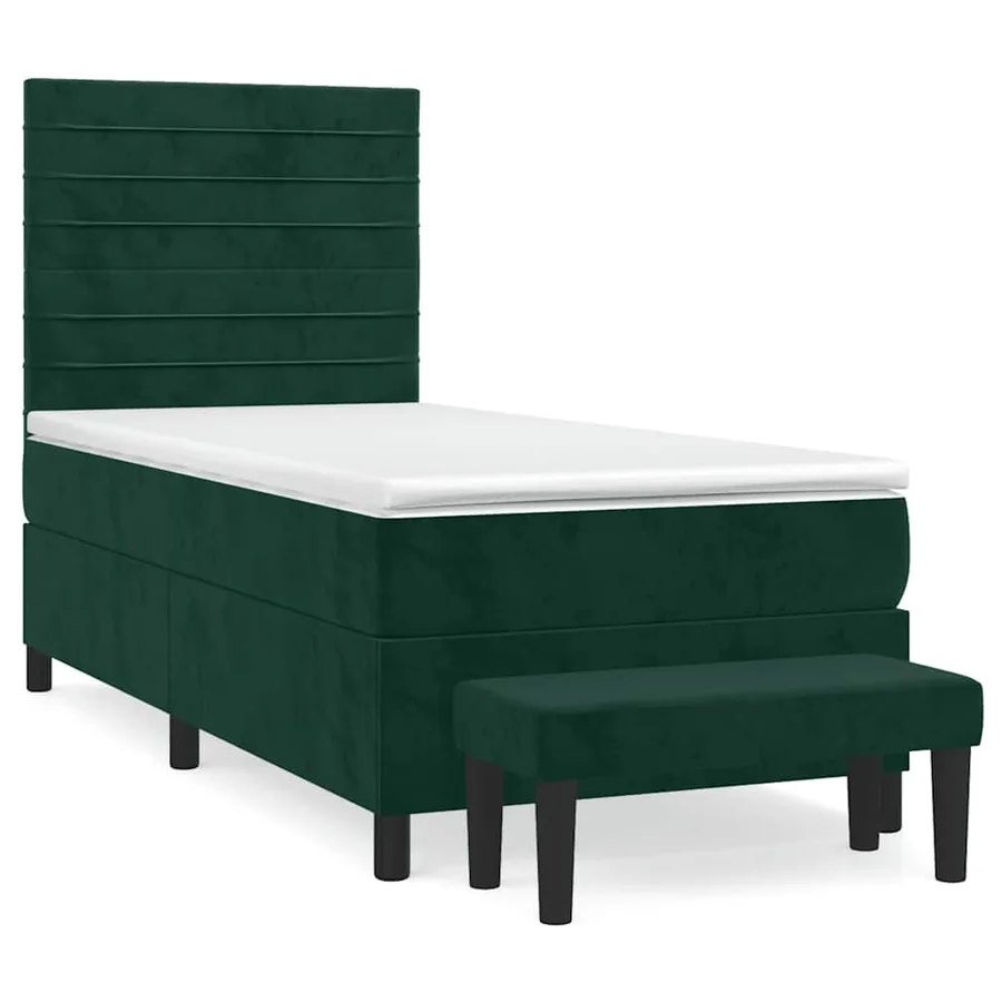 Sommier à lattes de lit avec matelas Vert foncé 90x190 cm - 2