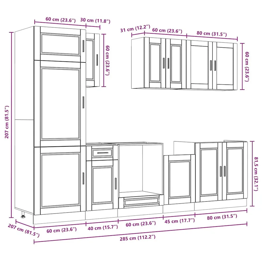 Ensemble d'armoires de cuisine 8 pcs Kalmar bois d'ingénierie - 11