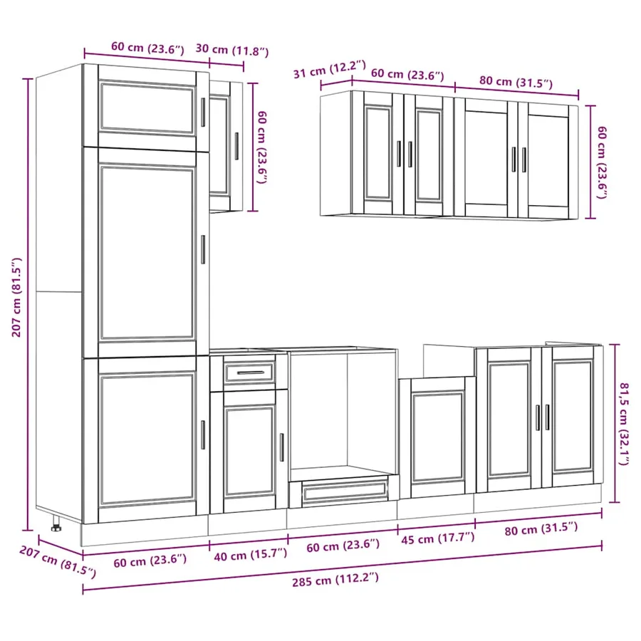 Ensemble d'armoires de cuisine 8 pcs Kalmar bois d'ingénierie - 11