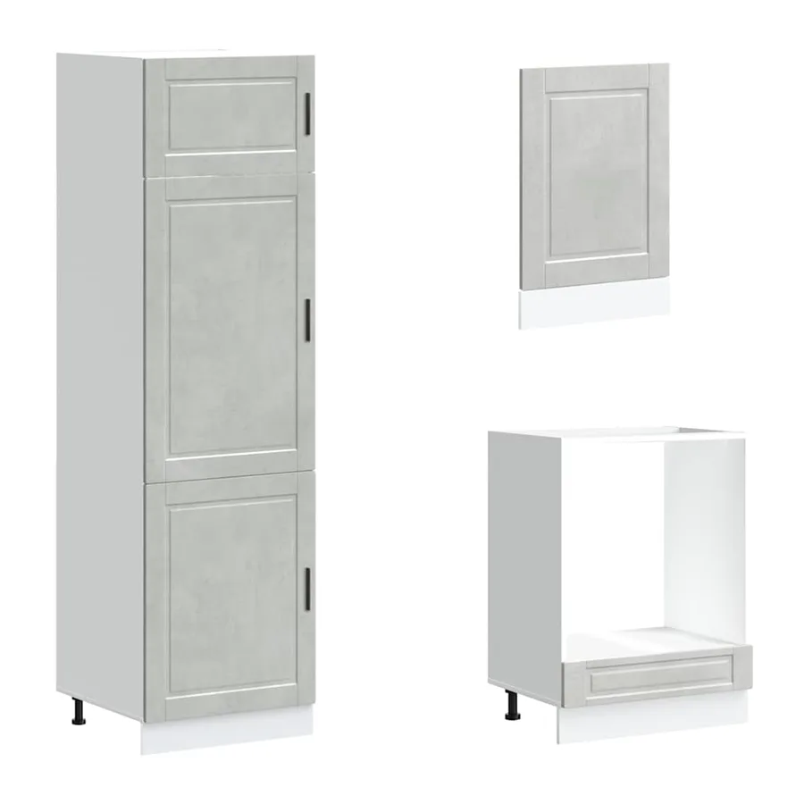 Ensemble de 7 meubles de cuisine "Porto" en bois d'ingénierie gris béton - 5