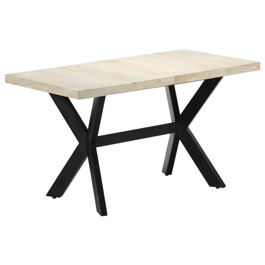 Table à dîner 140 x 70 x 75 cm Bois de manguier massif blanchi
