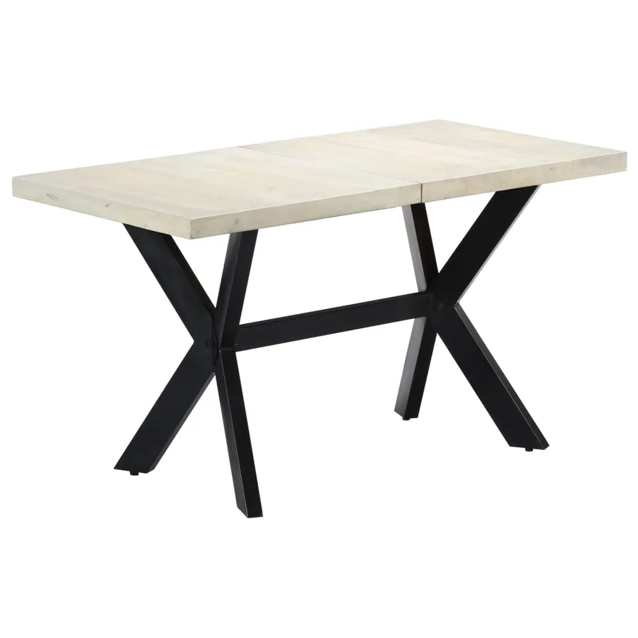 Table à dîner 140 x 70 x 75 cm Bois de manguier massif blanchi - 10