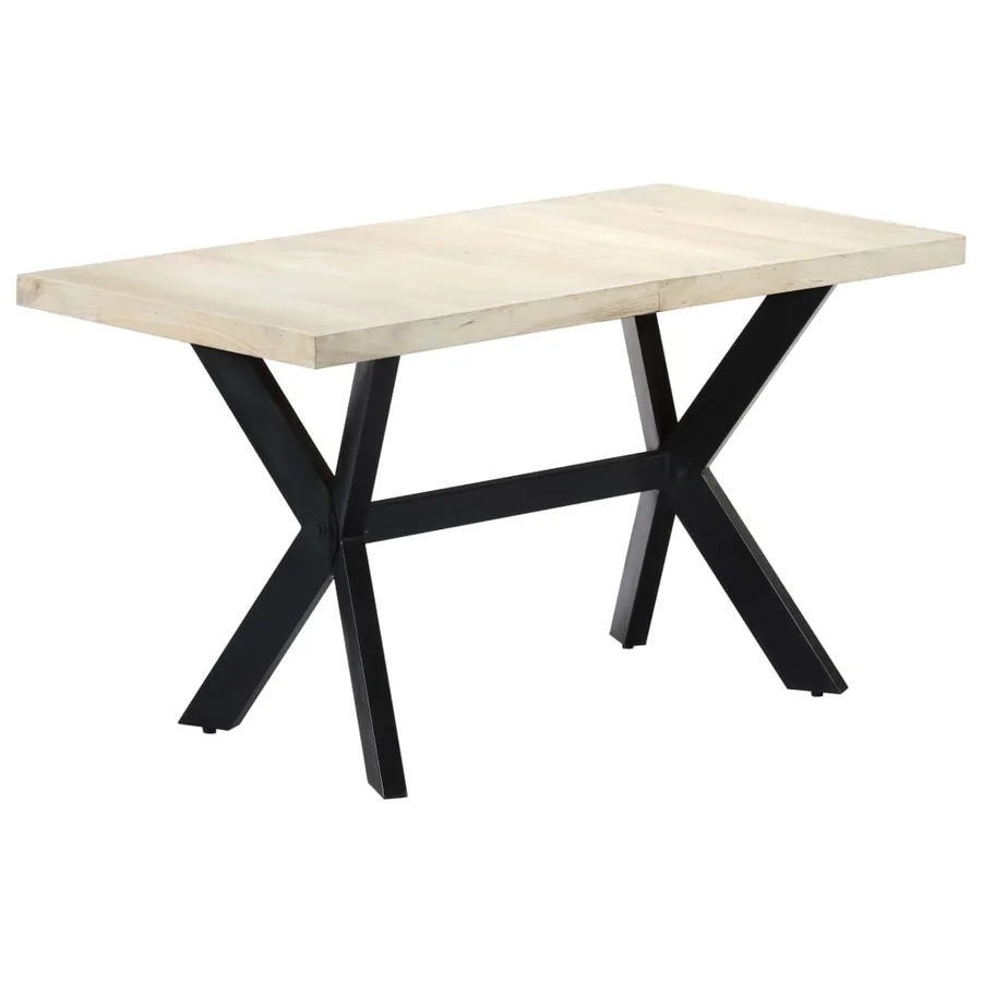 Table à dîner 140 x 70 x 75 cm Bois de manguier massif blanchi - 11