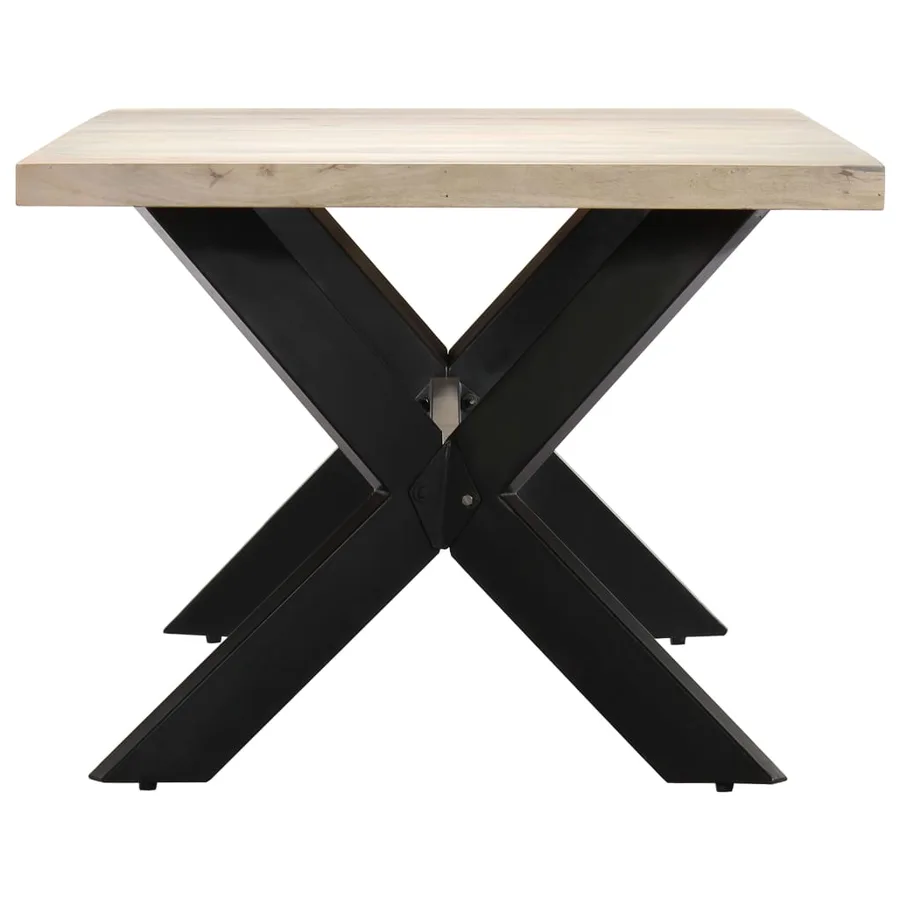 Table à dîner 140 x 70 x 75 cm Bois de manguier massif blanchi - 3