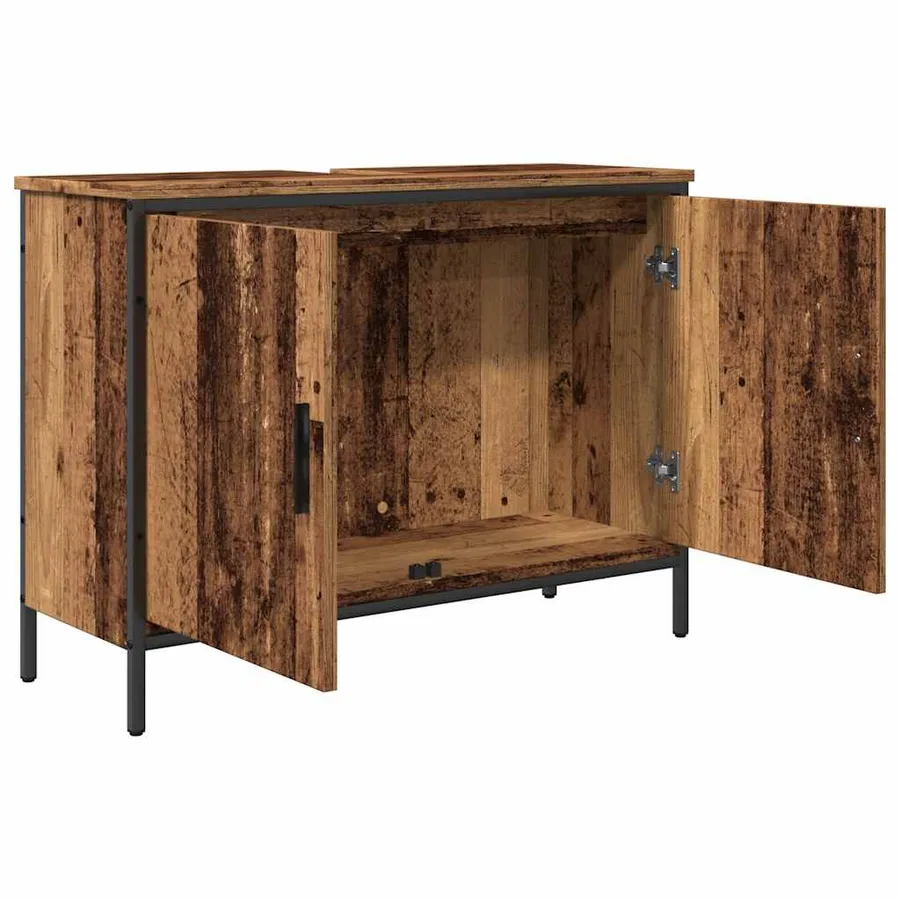 Armoire lavabo vieux bois 80x30x60 cm bois d'ingénierie - 11