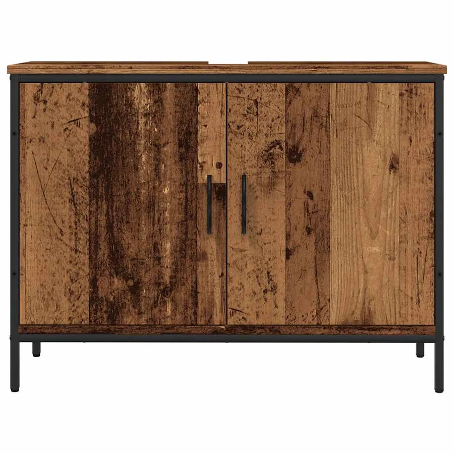 Armoire lavabo vieux bois 80x30x60 cm bois d'ingénierie - 4