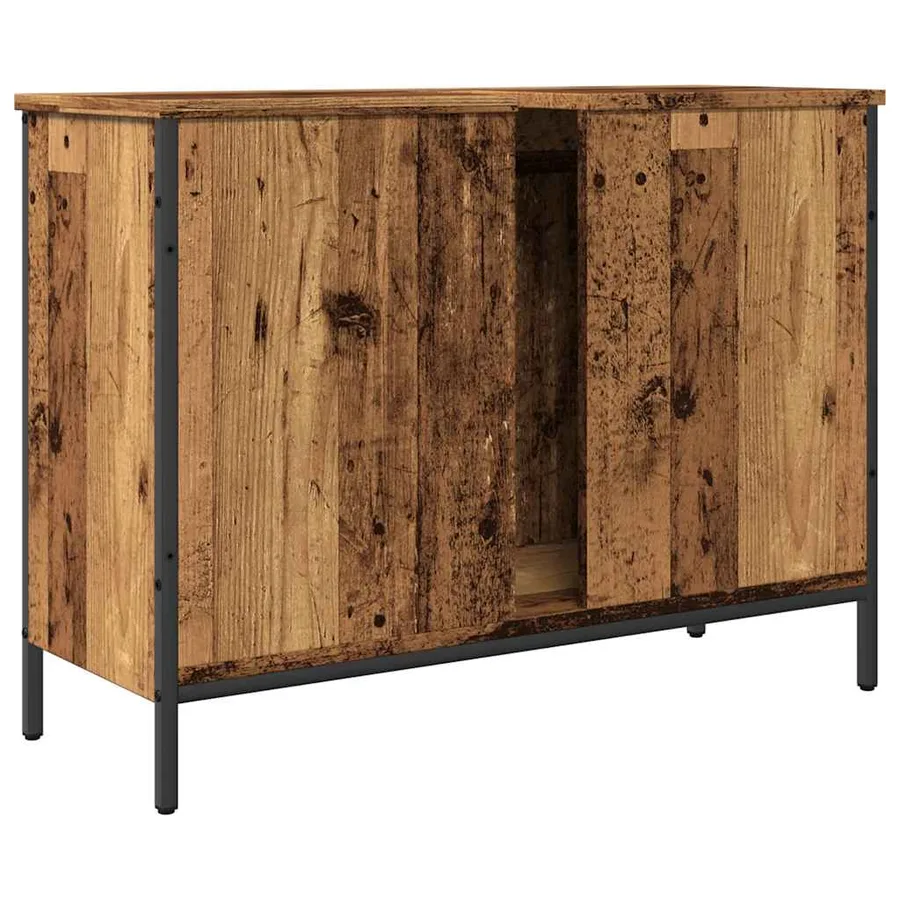 Armoire lavabo vieux bois 80x30x60 cm bois d'ingénierie - 5