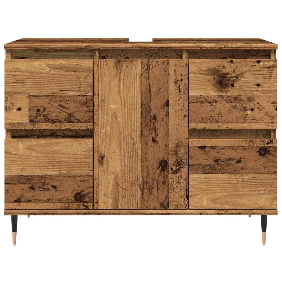 Armoire de salle de bain vieux bois 80x33x60 cm bois ingénierie - 4