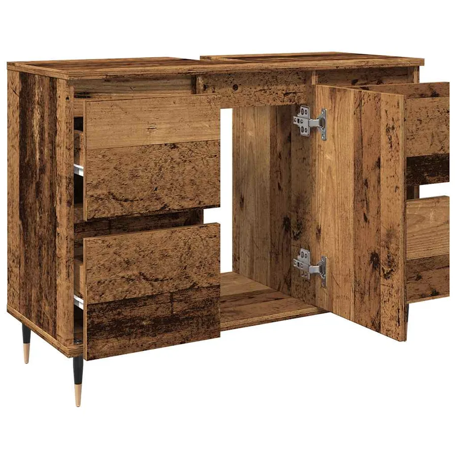 Armoire de salle de bain vieux bois 80x33x60 cm bois ingénierie - 8