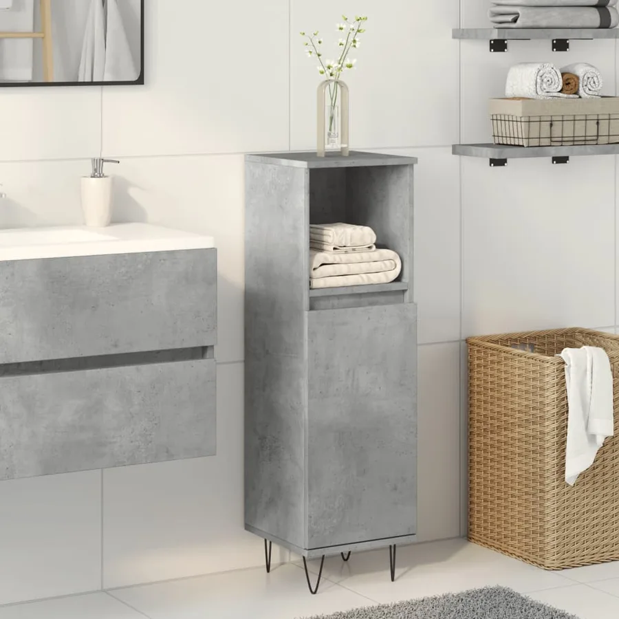 Armoire de salle de bain gris béton 30x30x100 cm - 3