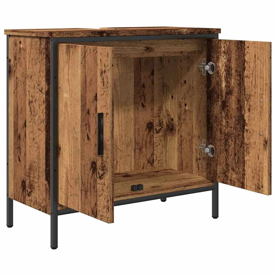 Armoire lavabo vieux bois 60x30x60 cm bois d'ingénierie - 11