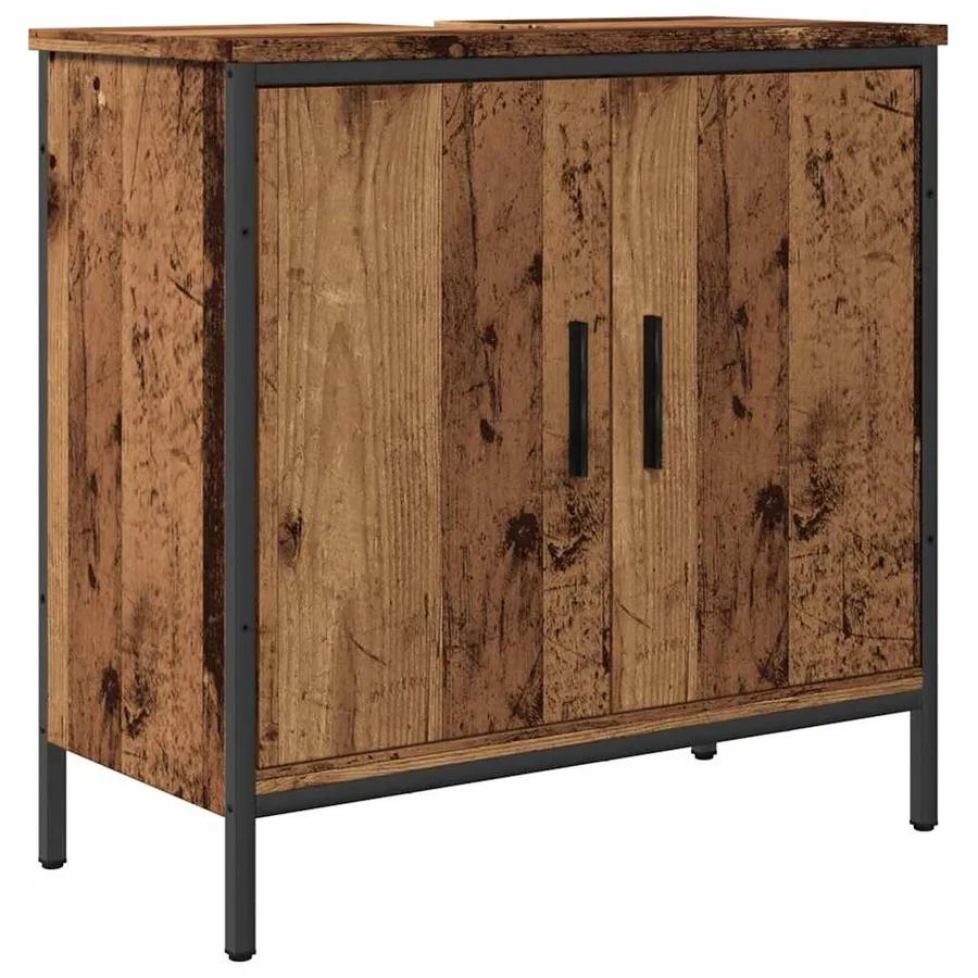 Armoire lavabo vieux bois 60x30x60 cm bois d'ingénierie - 2
