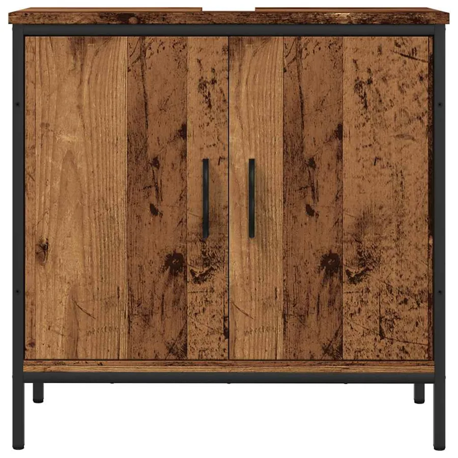 Armoire lavabo vieux bois 60x30x60 cm bois d'ingénierie - 4