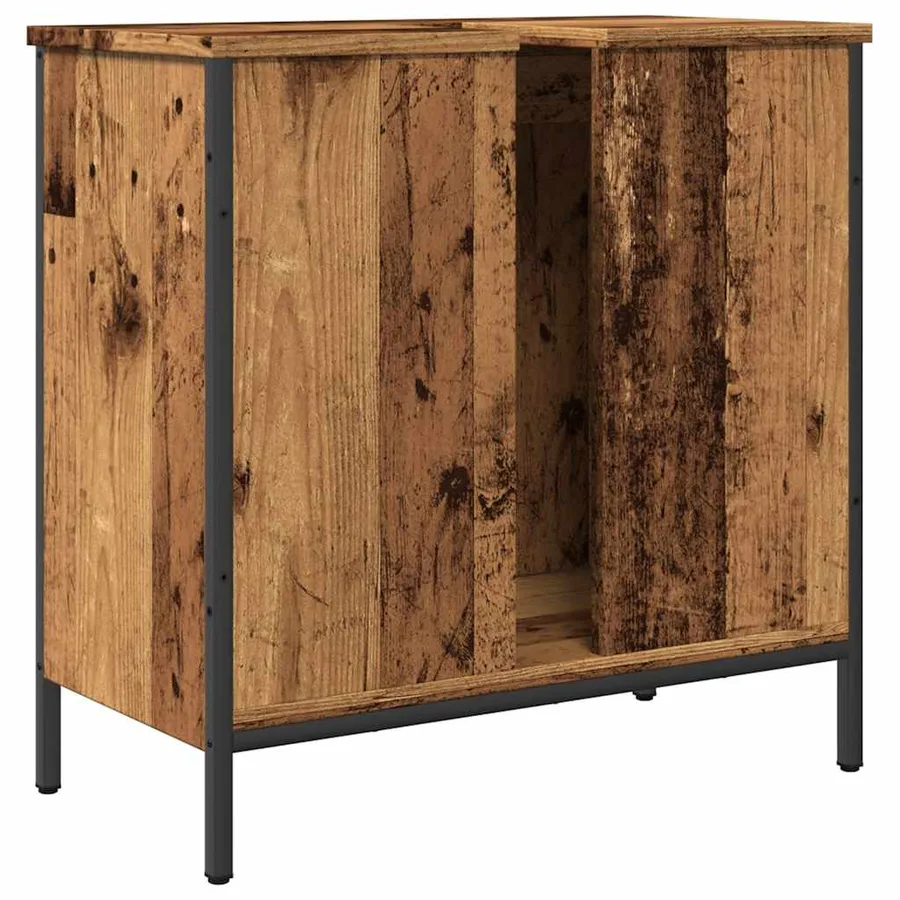 Armoire lavabo vieux bois 60x30x60 cm bois d'ingénierie - 5
