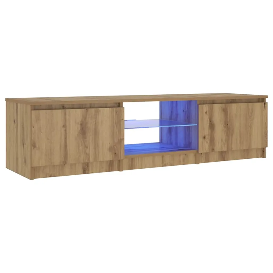 Meuble TV avec lumières LED chêne artisanal bois d'ingénierie - 4