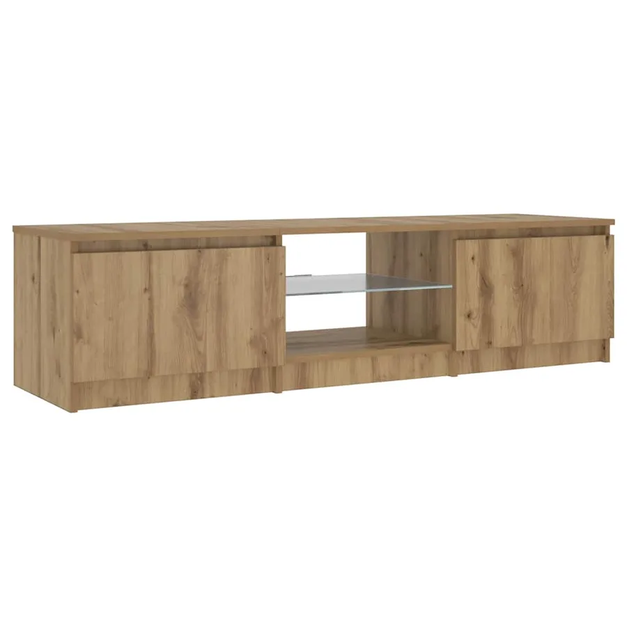 Meuble TV avec lumières LED chêne artisanal bois d'ingénierie - 7