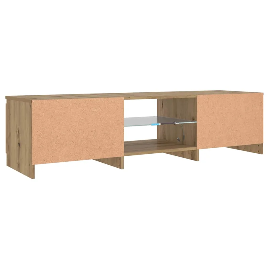 Meuble TV avec lumières LED chêne artisanal bois d'ingénierie - 9