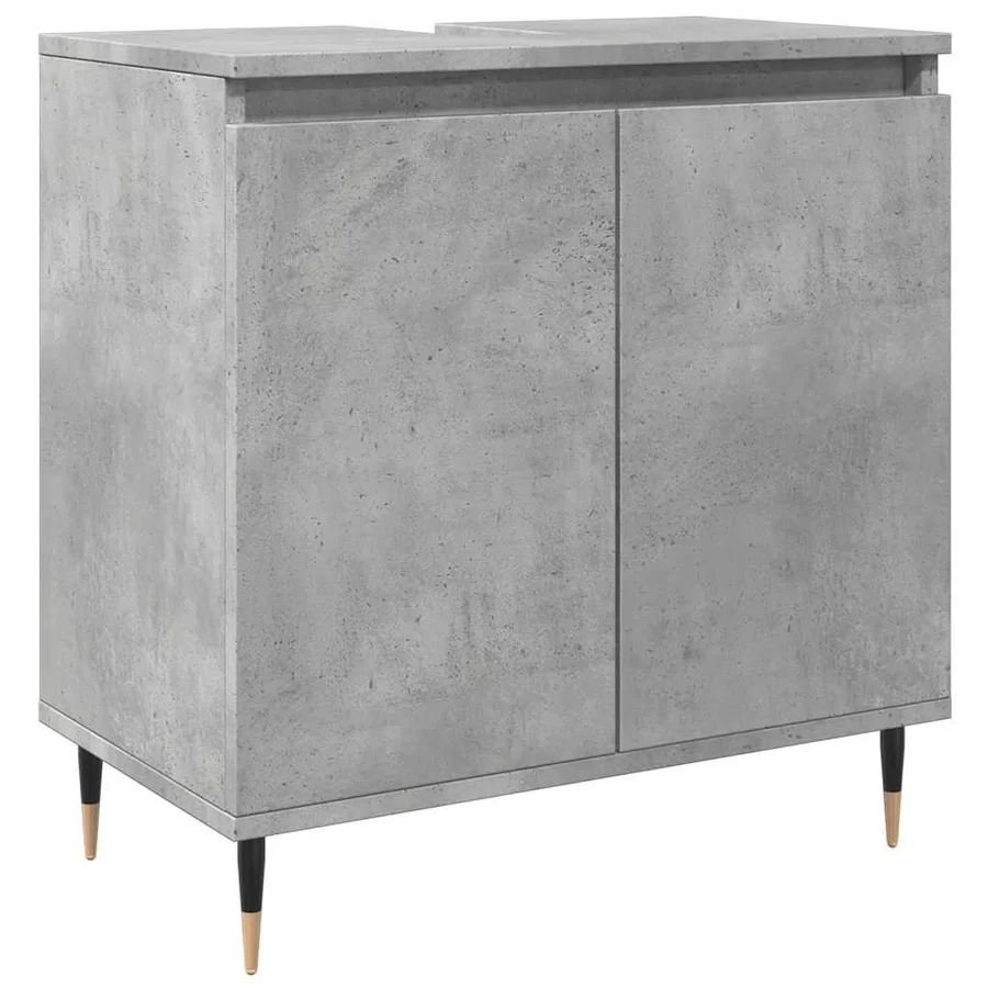 Armoire de bain gris béton 58x33x60 cm bois d'ingénierie - 2
