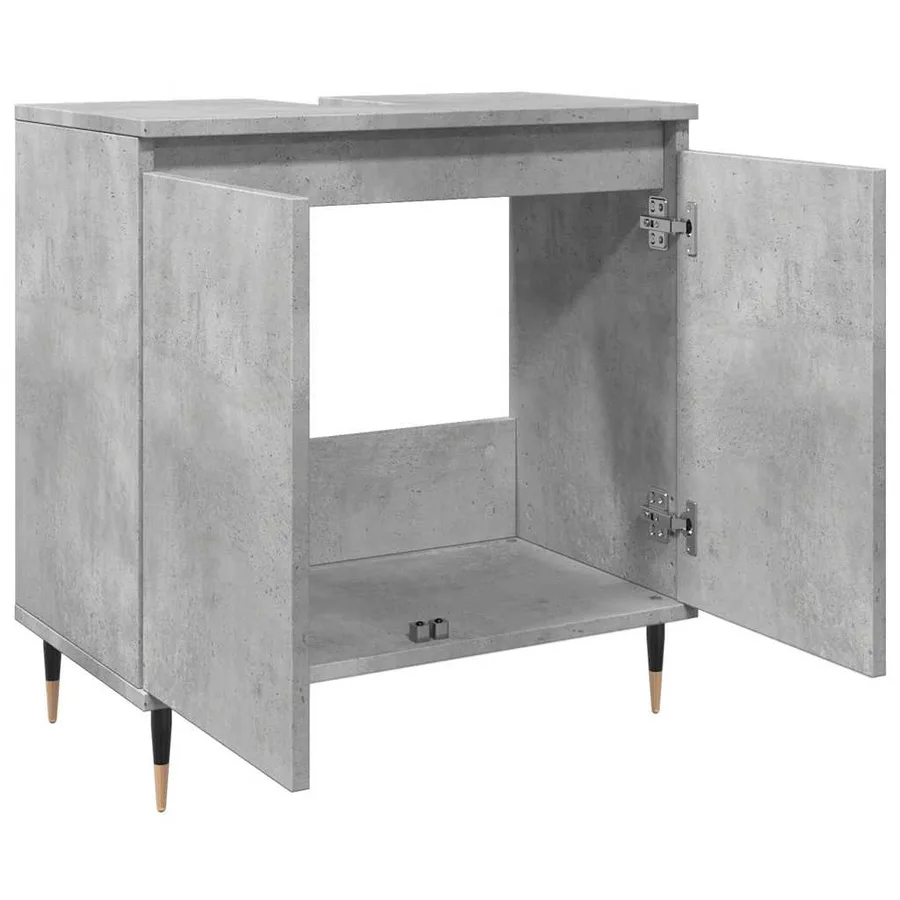 Armoire de bain gris béton 58x33x60 cm bois d'ingénierie - 8