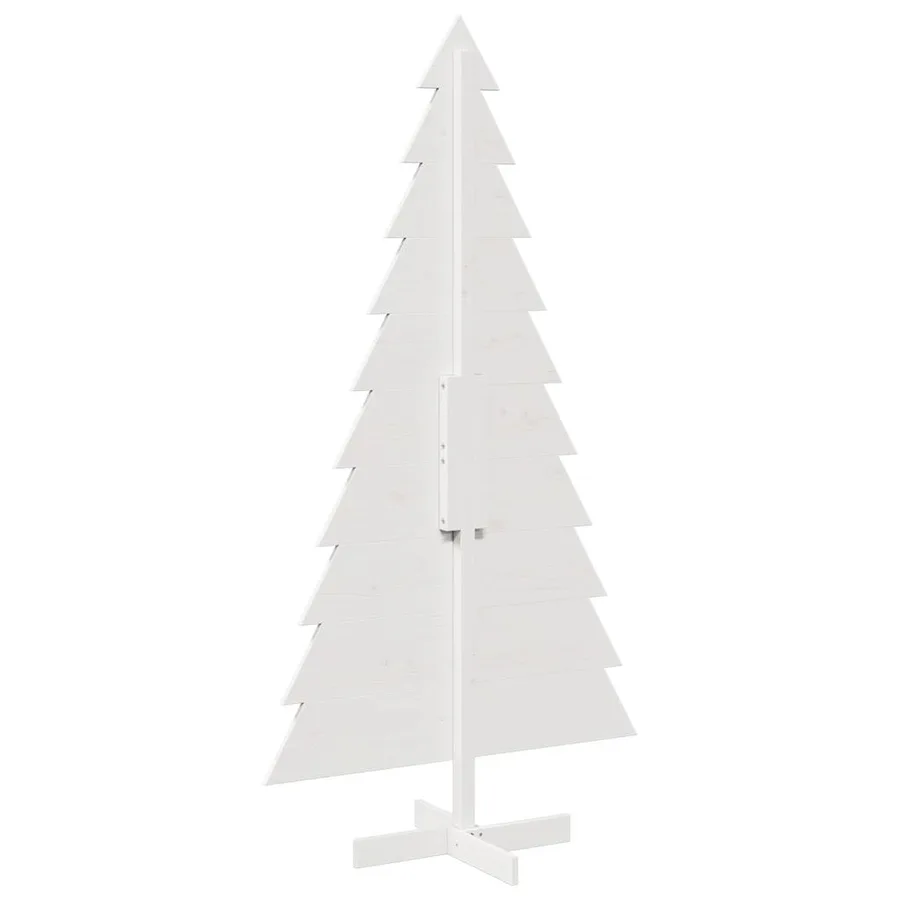 Arbre de Noël en bois pour décoration blanc 180 cm pin massif - 5