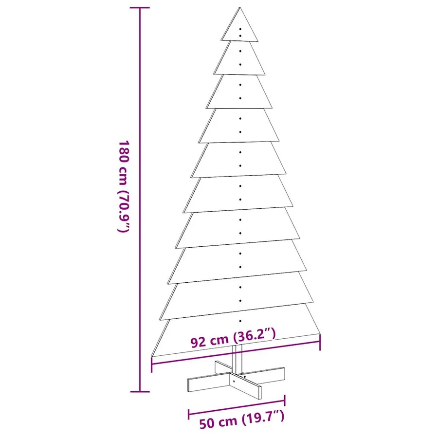 Arbre de Noël en bois pour décoration blanc 180 cm pin massif - 8